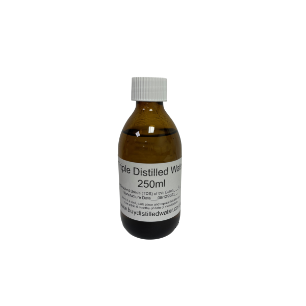 250ml Triple Distilled Water - Amber Glass Bottle