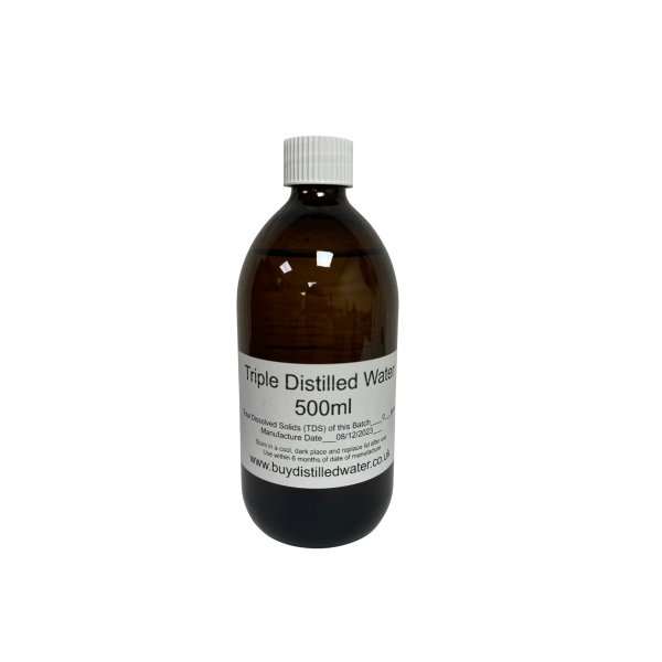 500ml Triple Distilled Water - Amber Glass Bottle